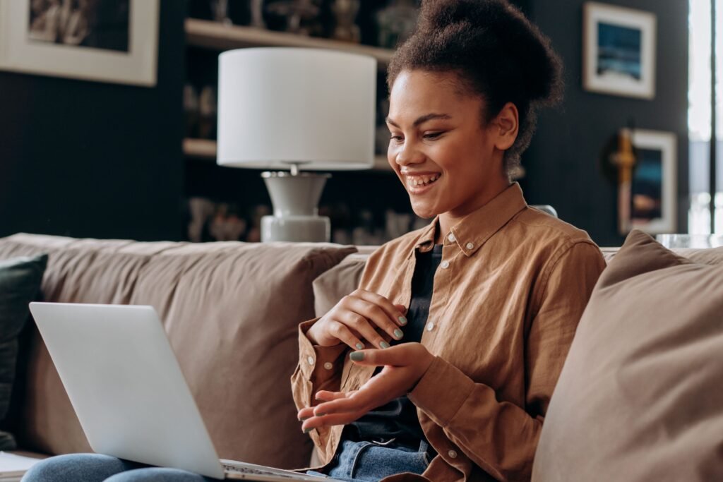 Representative image of a client speaking with a Clinical Psychologist during an online therapy appointment; not an actual therapy session, to protect client confidentiality.